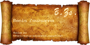 Benis Zsuzsanna névjegykártya